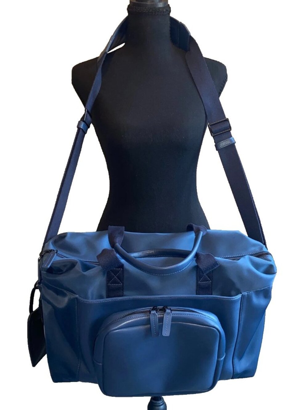 MONOS Metro Collection Duffle Bag Carry On Weekender Oxford Blue Vegan Leather